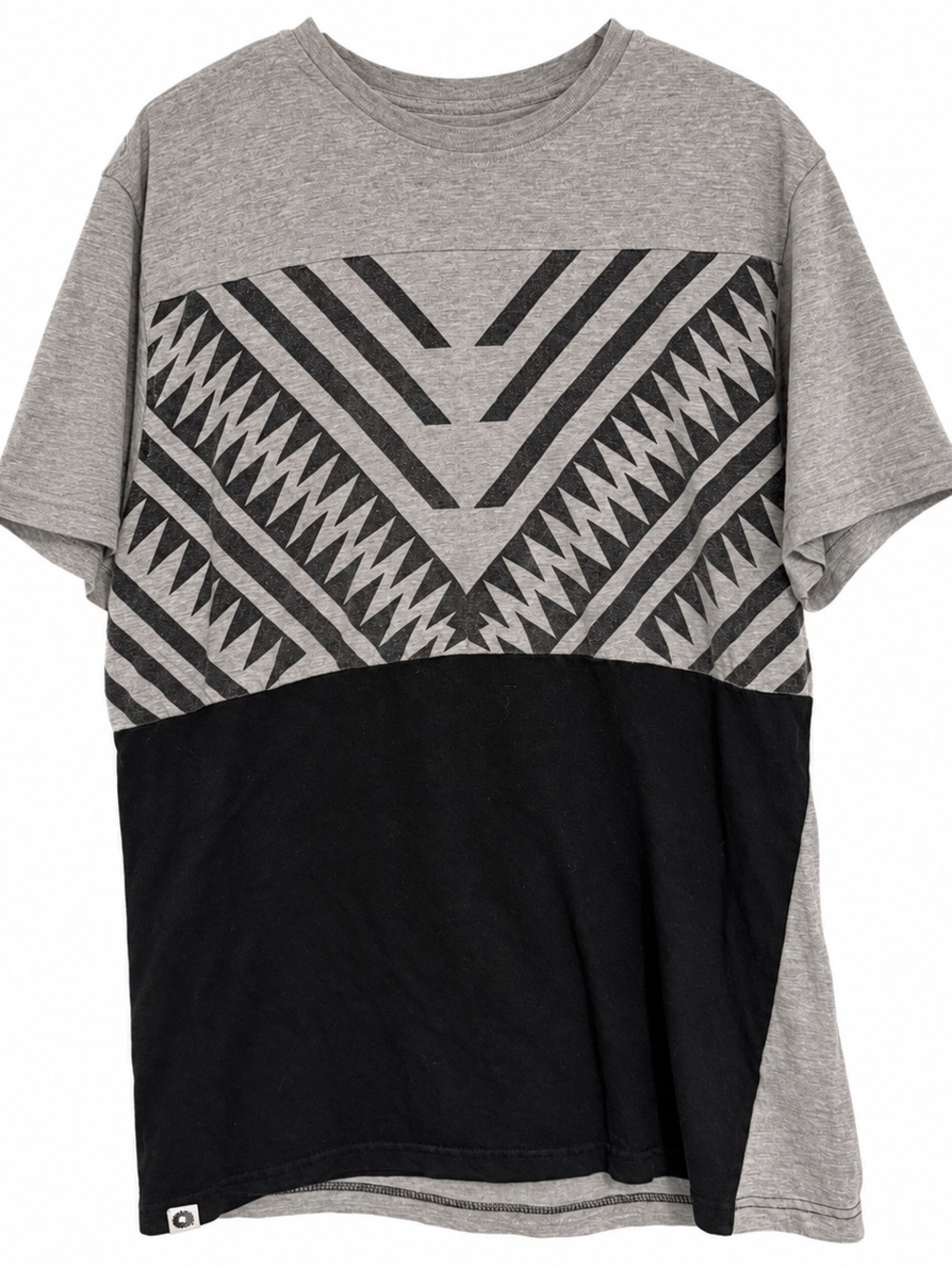 Akademiks Grey & Black Geometric Block Short-Sleeve Tee